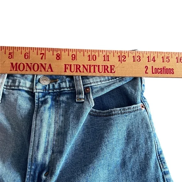 Abercrombie & Fitch Mom Jeans High Rise Size 4 Regular 27 Two Tone Denim - Picture 7 of 9